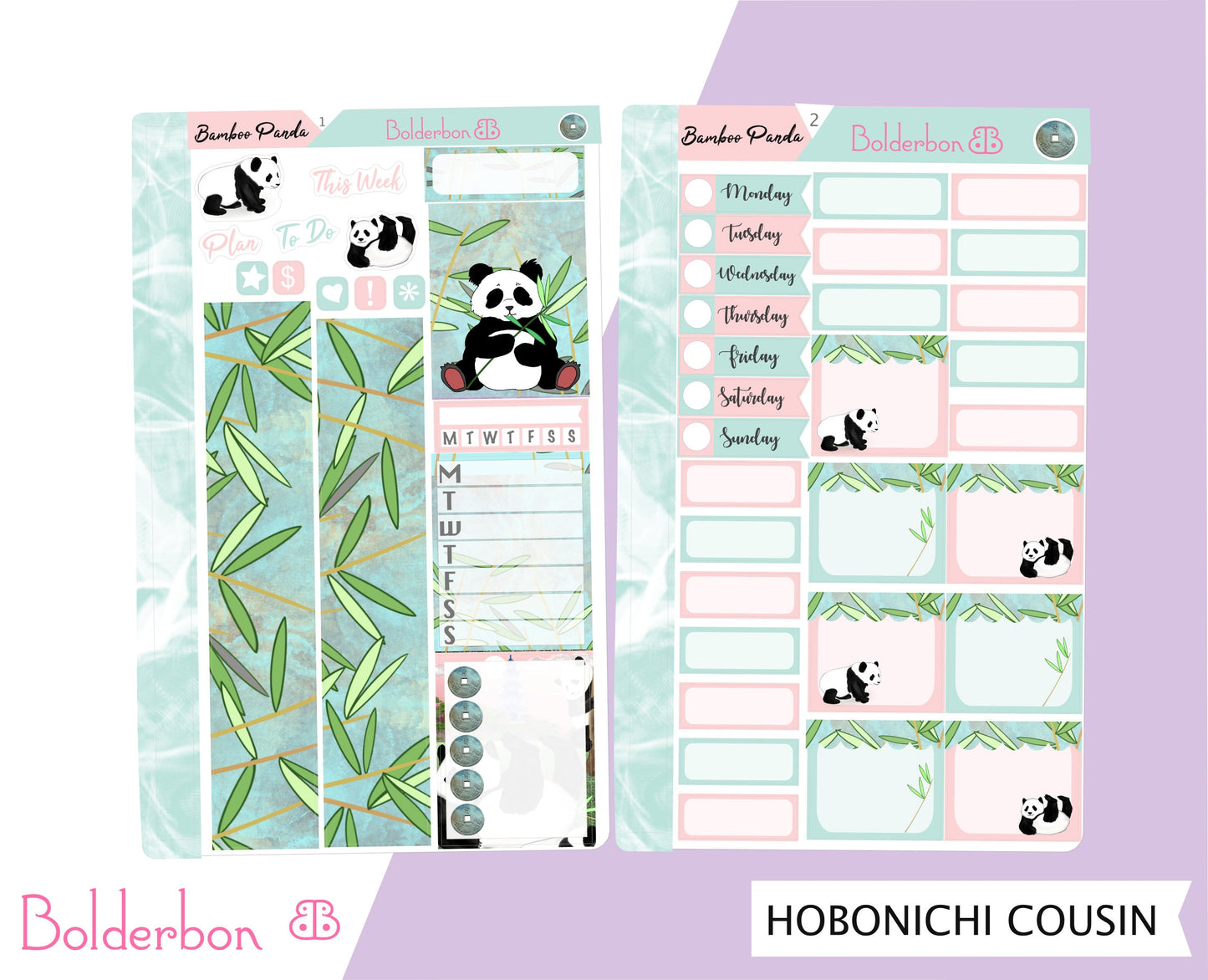 BAMBOO PANDA || Hobonichi Cousin Planner Sticker Kit