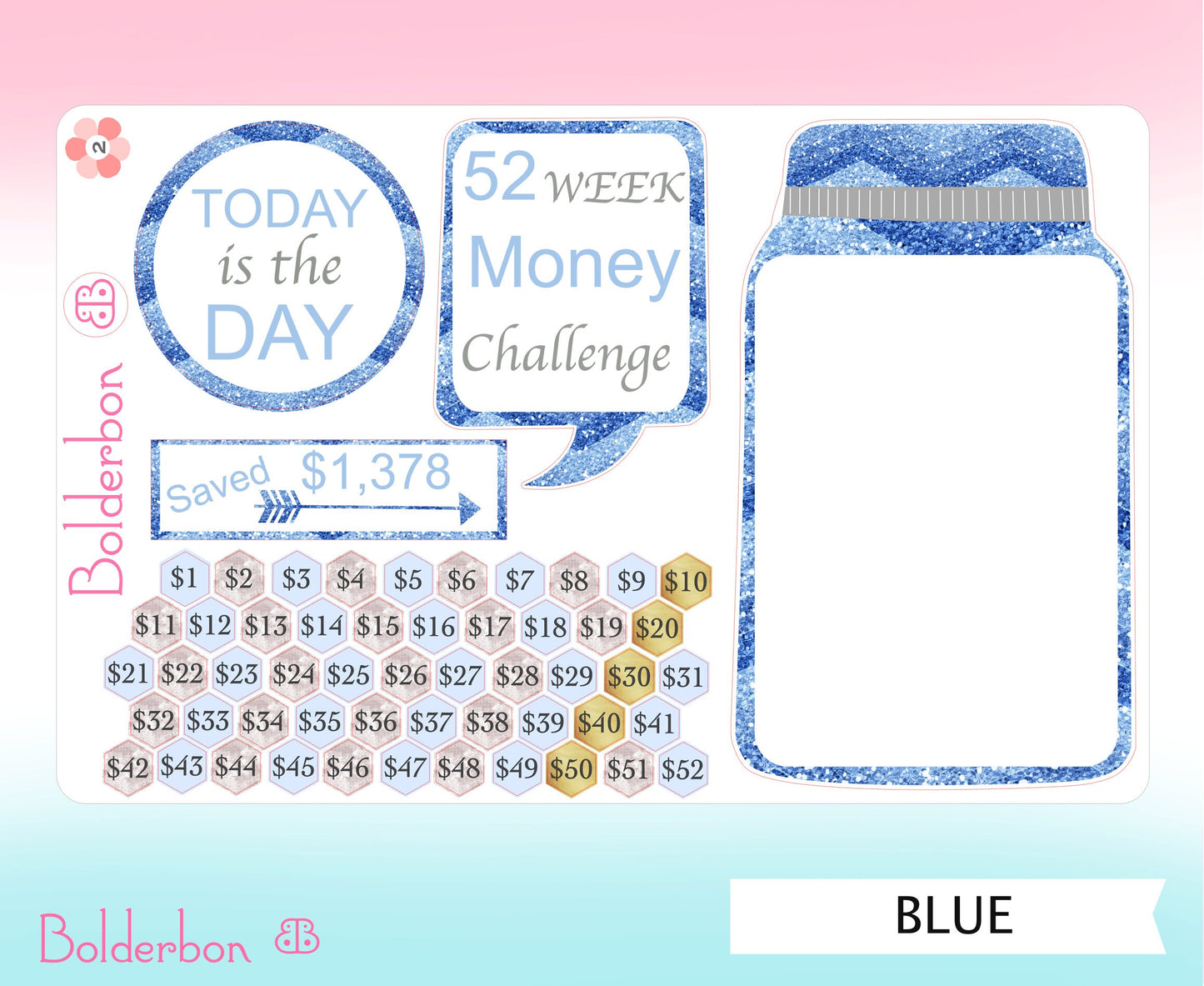 52 Week Money Challenge || Mason Jar Planner Stickers