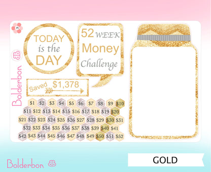 52 Week Money Challenge || Mason Jar Planner Stickers