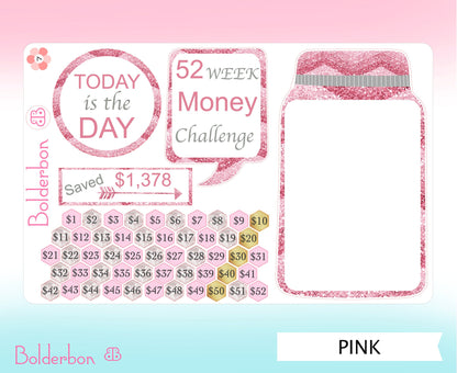 52 Week Money Challenge || Mason Jar Planner Stickers