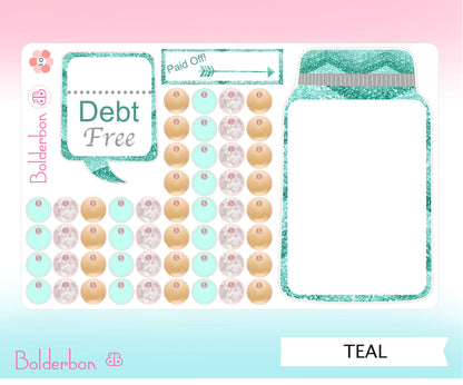 DEBT FREE TRACKER || Cute Mason Jar Planner Stickers