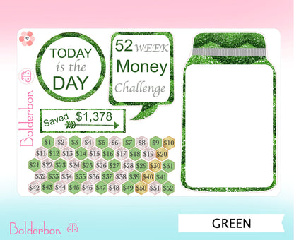 52 Week Money Challenge || Mason Jar Planner Stickers