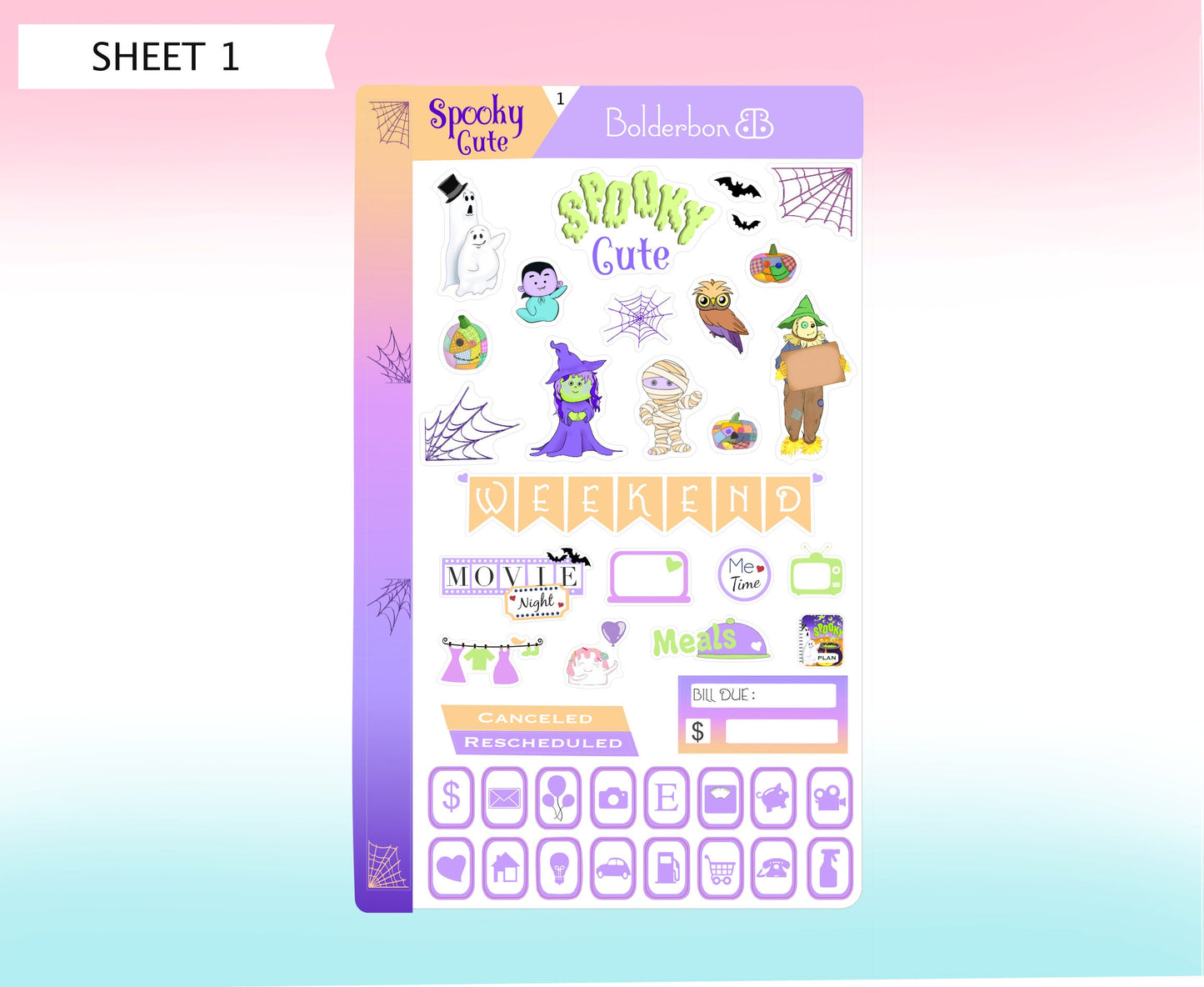 SPOOKY CUTE || 7x9 Vertical Planner Sticker Kit