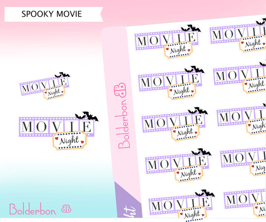 MOVIE NIGHT Stickers | Spooky Cute Halloween Planner Stickers