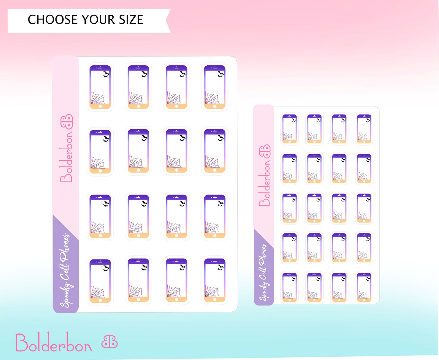 Spooky Cute Cell Phone Stickers | Halloween Planner Stickers