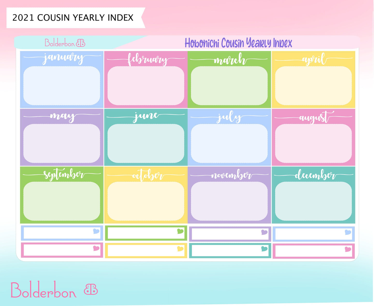 YEARLY INDEX Version 2 || Hobonichi Cousin Planner Sticker Kit
