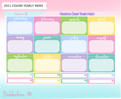 YEARLY INDEX Version 2 || Hobonichi Cousin Planner Sticker Kit