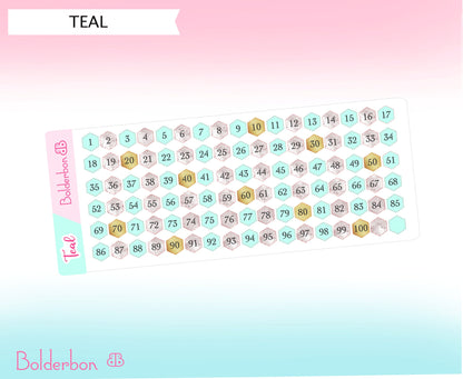 COLORFUL HEX NUMBERS || 100 Number Planner Stickers