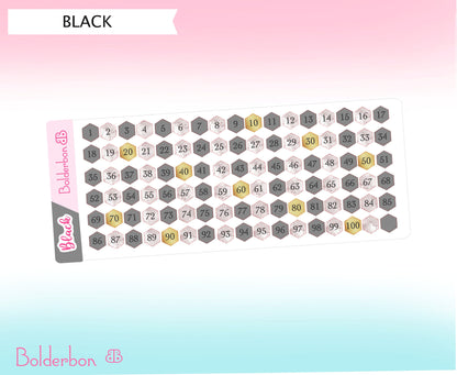 COLORFUL HEX NUMBERS || 100 Number Planner Stickers