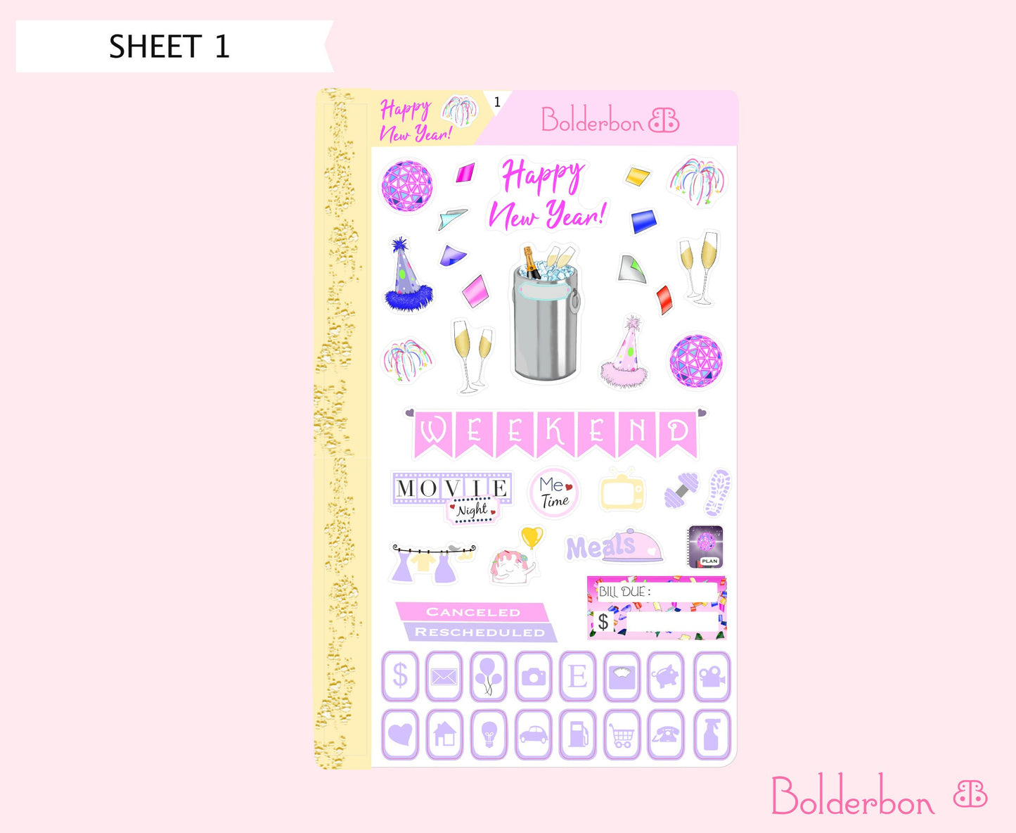 HAPPY NEW YEAR || 7x9 Vertical Planner Sticker Kit