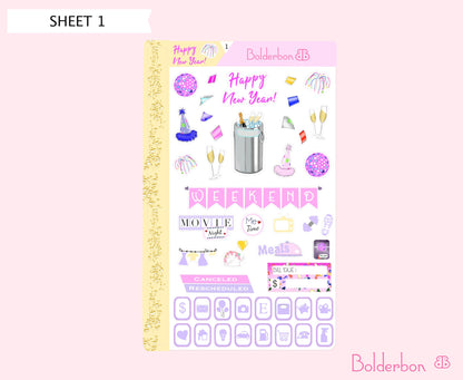 HAPPY NEW YEAR || 7x9 Vertical Planner Sticker Kit