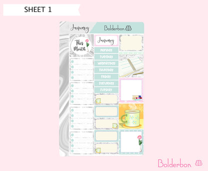 JANUARY Hobonichi Cousin and A5 Day Free || NEW YEAR Hand Drawn Cute Monthly Planner Sticker Kit