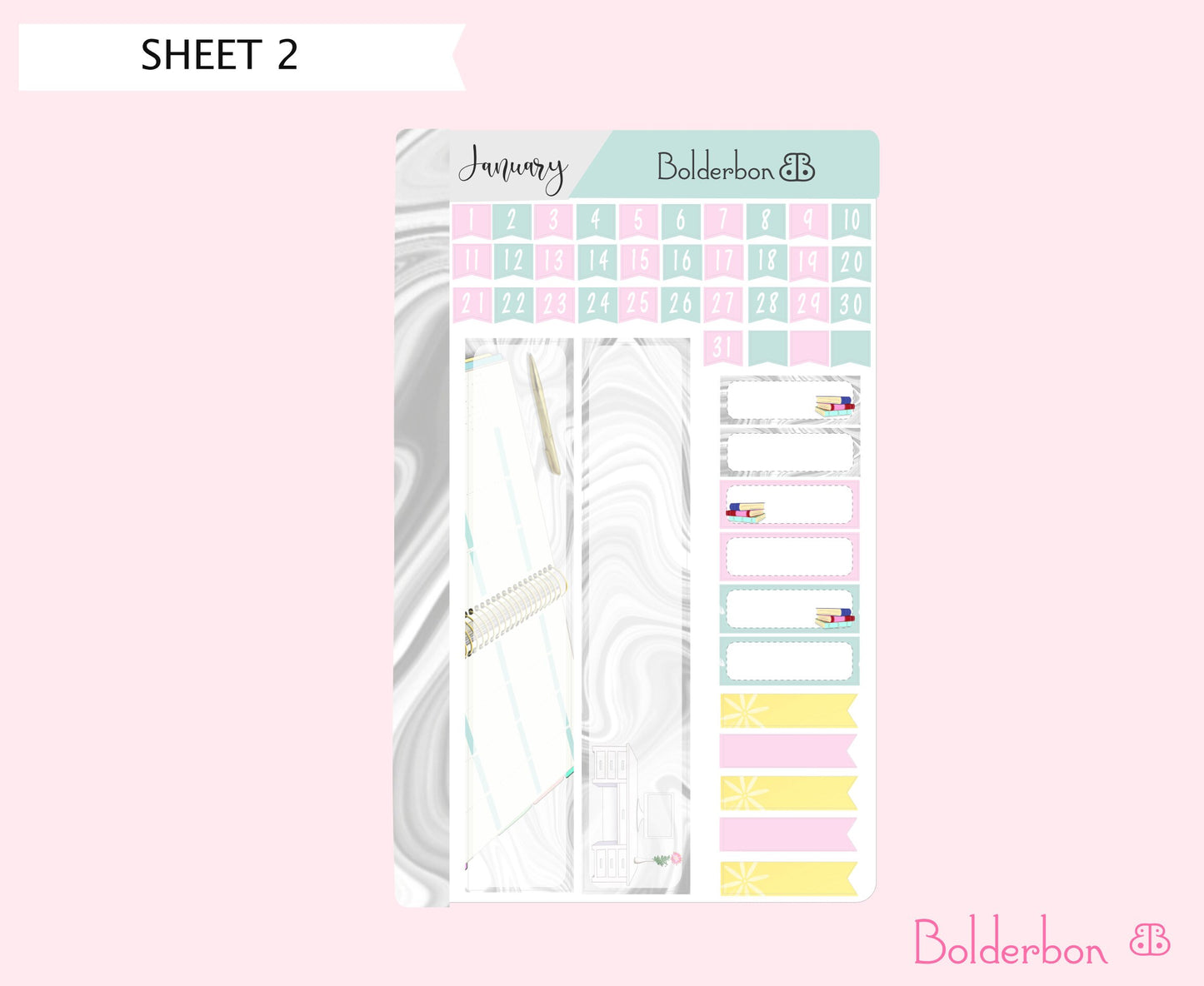 JANUARY Hobonichi Cousin and A5 Day Free || NEW YEAR Hand Drawn Cute Monthly Planner Sticker Kit