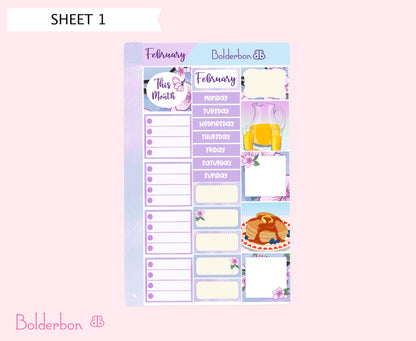 FEBRUARY Hobonichi Cousin and A5 Day Free || VALENTINE'S Hand Drawn Cute Monthly Planner Sticker Kit || Premium Matte