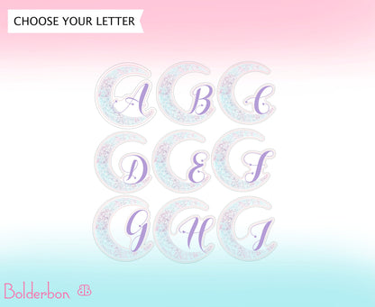 FLORAL MOON MONOGRAM || Vinyl Stickers