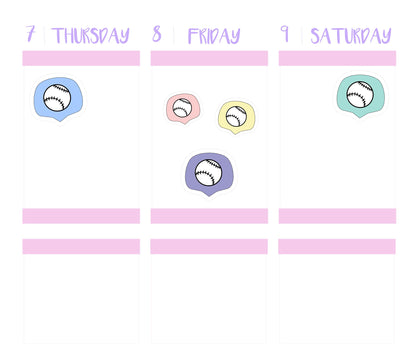 BASEBALL ICONS || Functional Planner Stickers