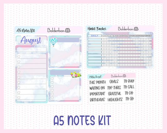 AUGUST A5 NOTES KIT || Planner Sticker Kit