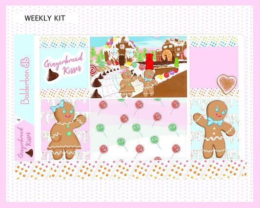 GINGERBREAD KISSES || 7x9 Vertical Planner Sticker Kit