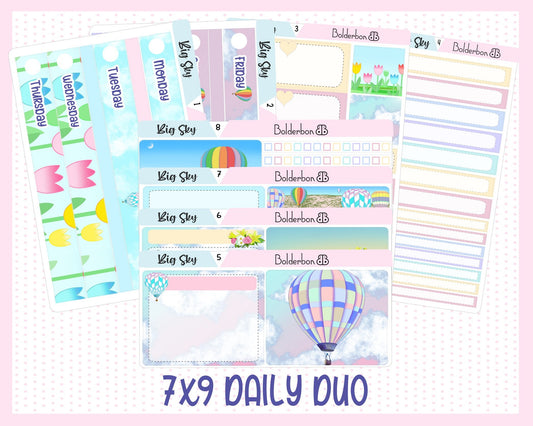 BIG SKY "7x9 Daily Duo" || Weekly Planner Sticker Kit for Erin Condren