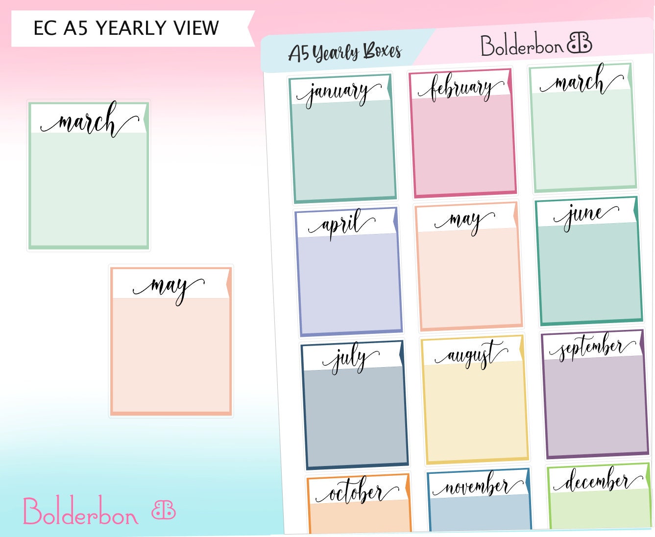 YEARLY VIEW BOXES || EC A5 Size Planners