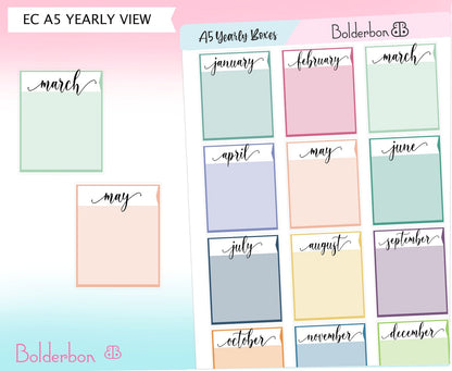 YEARLY VIEW BOXES || EC A5 Size Planners