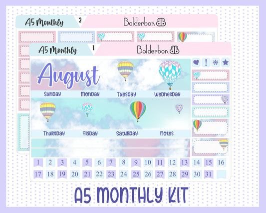 AUGUST A5 MONTHLY || Planner Sticker Kit