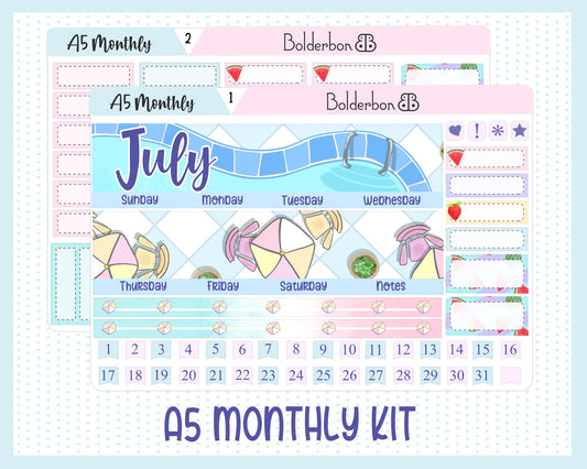 JULY A5 MONTHLY || Planner Sticker Kit