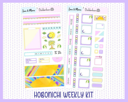 SUN & MOON || Hobonichi Weeks Planner Sticker Kit