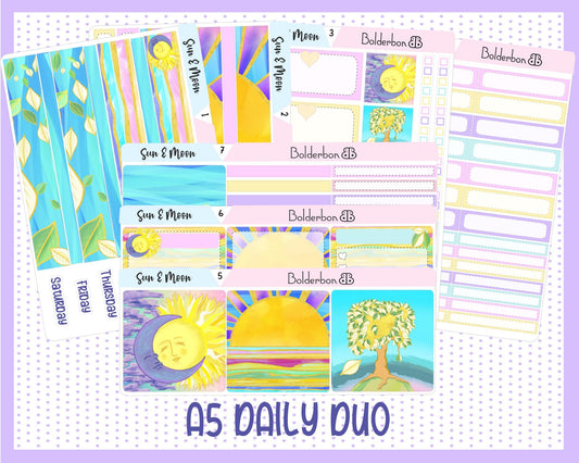 SUN & MOON || A5 Daily Duo Planner Sticker Kit