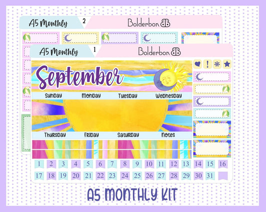 SEPTEMBER A5 MONTHLY || Erin Condren Planner Sticker Kit for Compact Vertical, Daily Duo, Horizontal