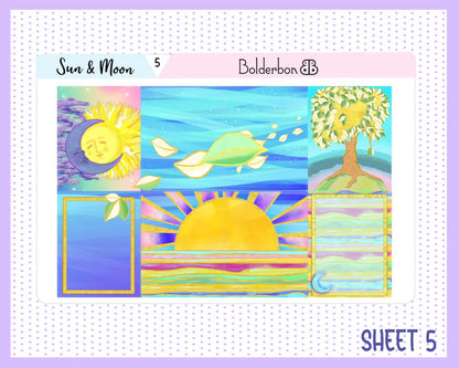 SUN & MOON || 7x9 Vertical Planner Sticker Kit