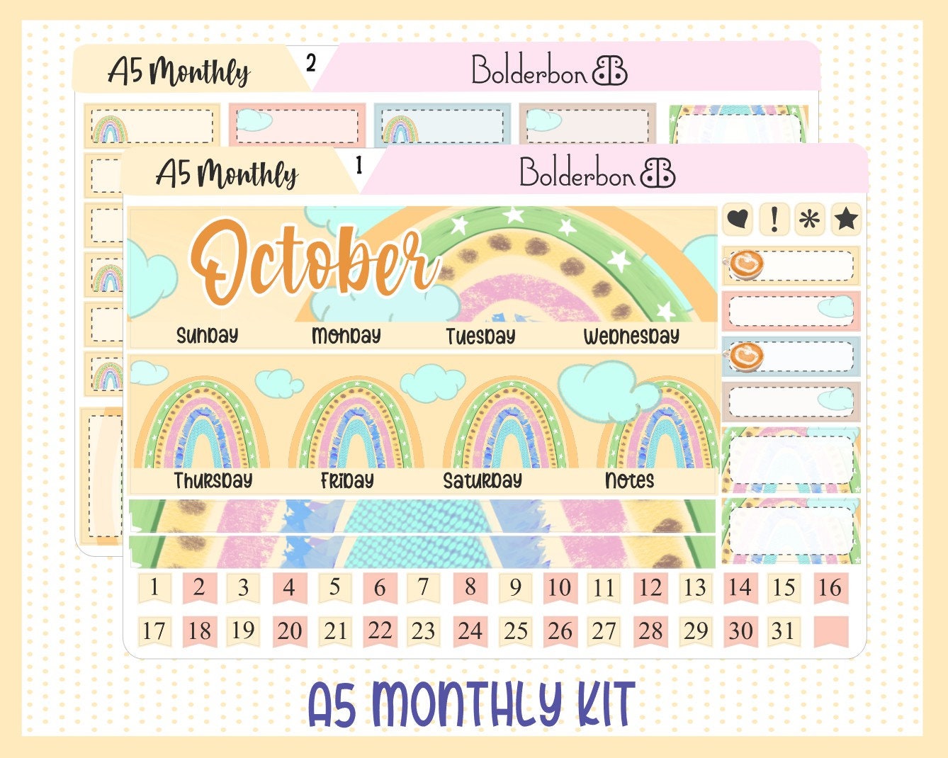 OCTOBER A5 Monthly Kit || Erin Condren Planner Sticker Kit for Compact Vertical, Daily Duo, Horizontal