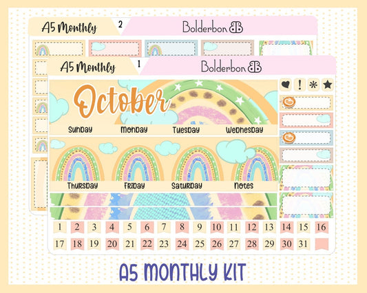 OCTOBER A5 Monthly Kit || Erin Condren Planner Sticker Kit for Compact Vertical, Daily Duo, Horizontal