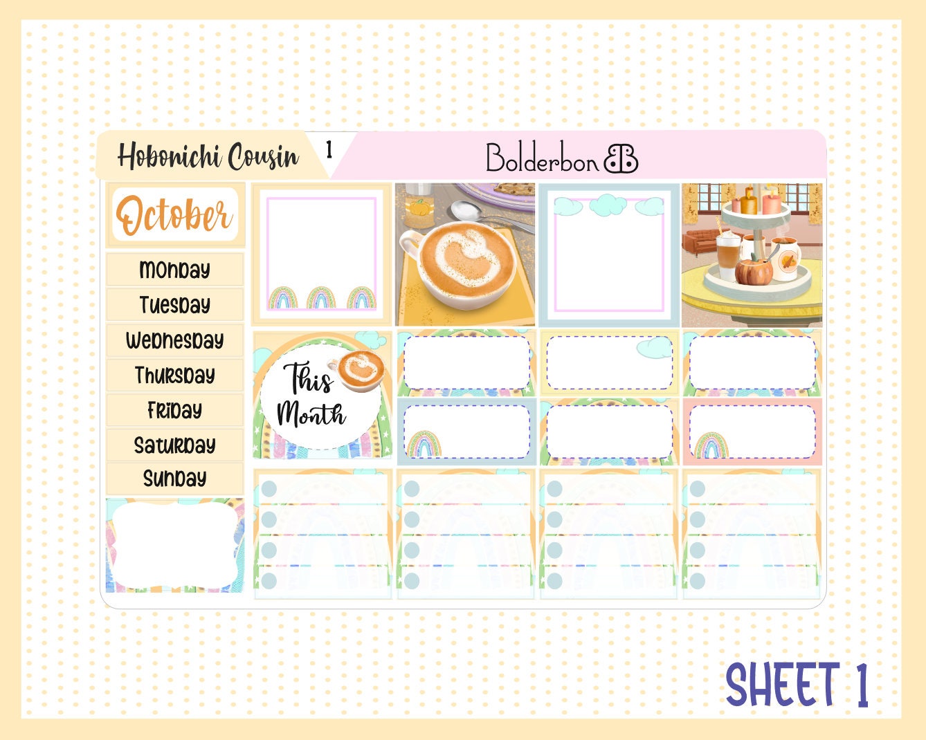 OCTOBER Hobonichi Cousin and A5 Day Free || Hand Drawn Cute Monthly Planner Sticker Kit