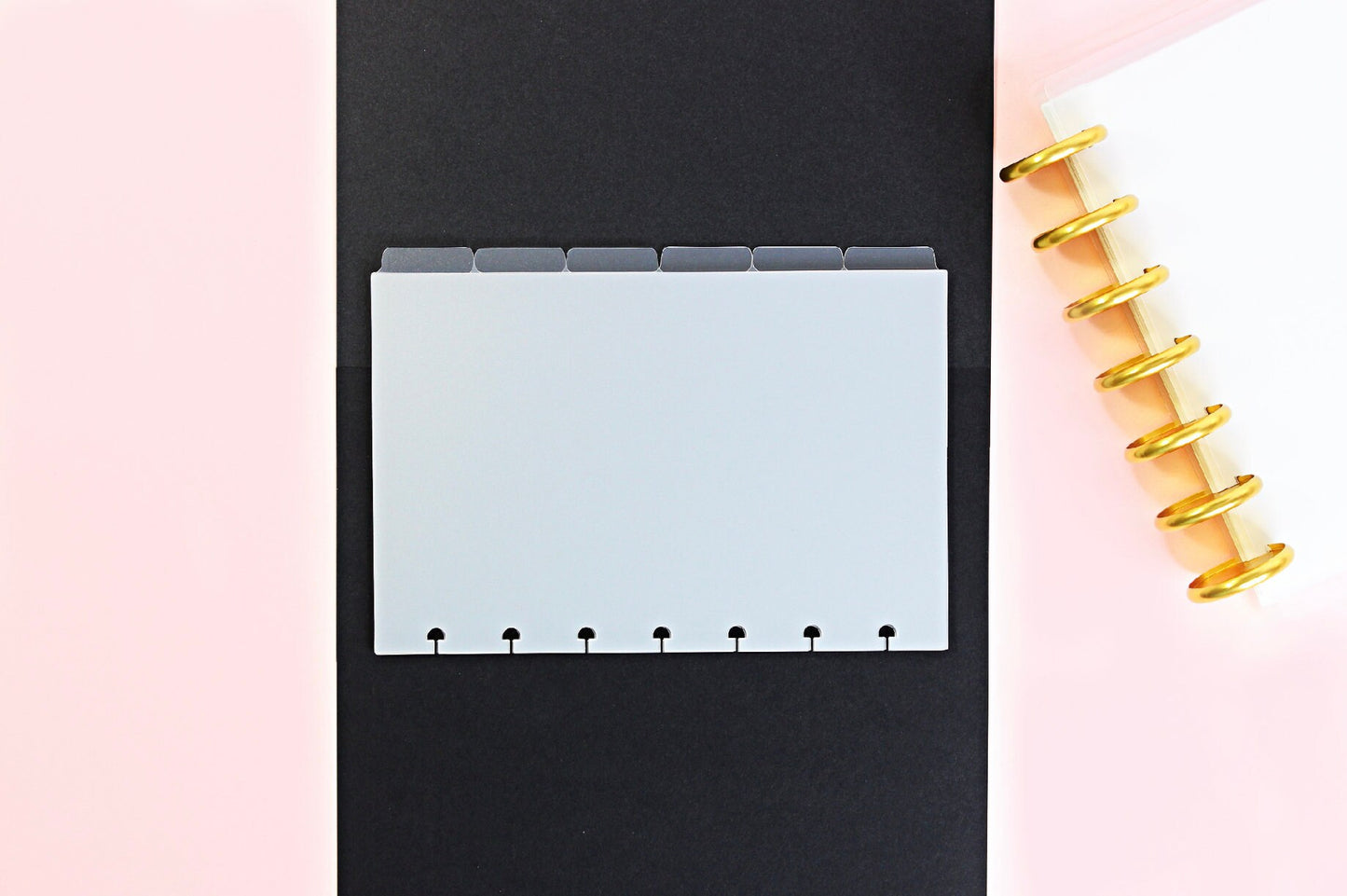 DISCBOUND DIVIDERS Frosted Clear || B6 Size, 1/2 Letter Size, 6 Side Tabs, 7 Hole Punch, Plastic, Sticker Album, Planner, Notebook
