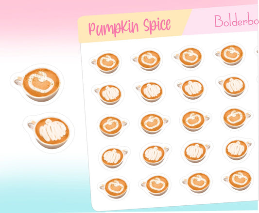PUMPKIN SPICE Latte Stickers || Planner Stickers, Hand Drawn, Coffee, Mocha, Tea