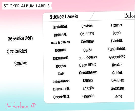 STICKER ALBUM LABELS || Divider Labels, Planner Stickers