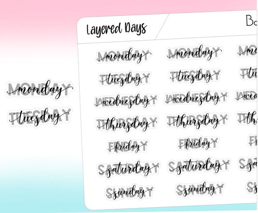 LAYERED DAYS Neutral || Script Planner Stickers