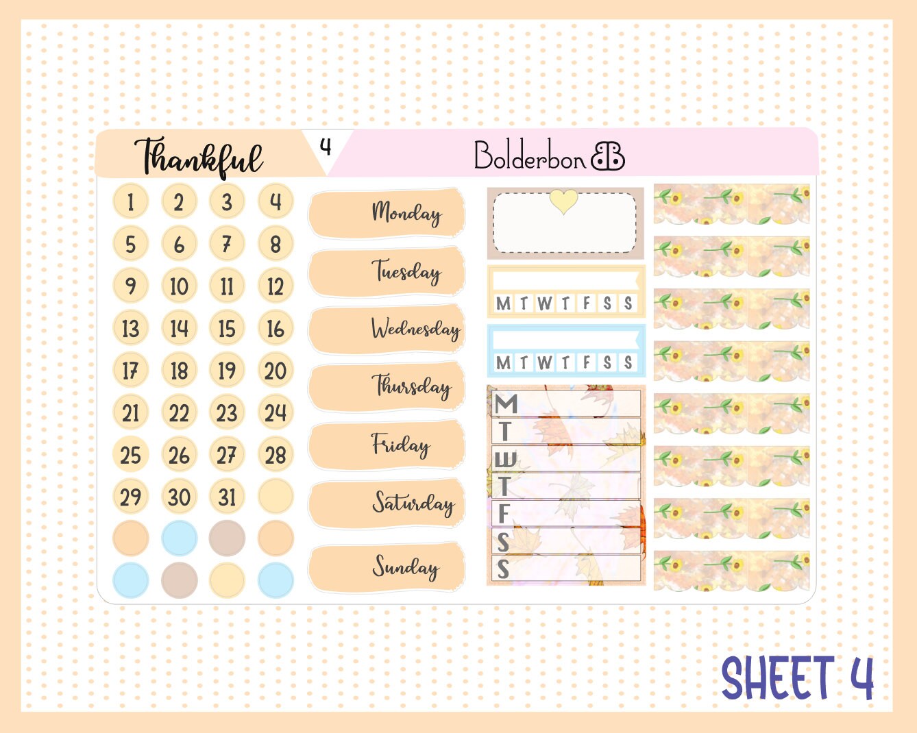 THANKFUL HEART || 7x9 Vertical Planner Sticker Kit