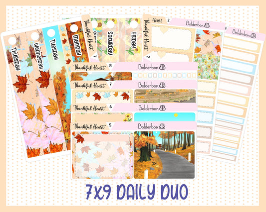 THANKFUL HEART "7x9 Daily Duo" || Weekly Planner Sticker Kit for Erin Condren