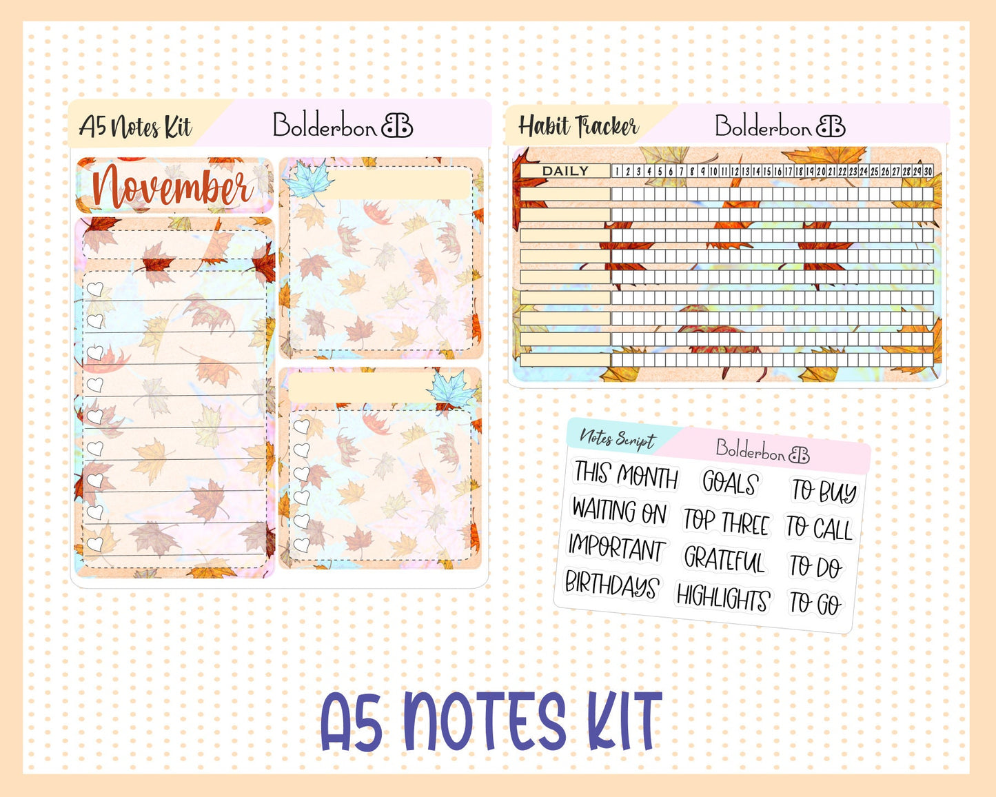 NOVEMBER A5 NOTES KIT