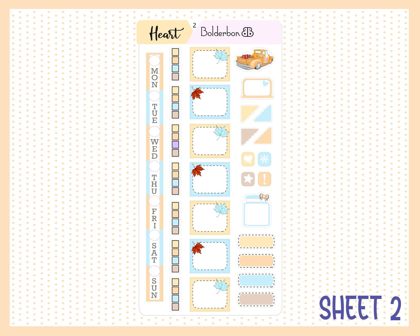 THANKFUL HEART || Hobonichi Weeks Planner Sticker Kit
