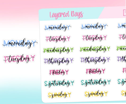 LAYERED DAYS Colorful || Script Planner Stickers
