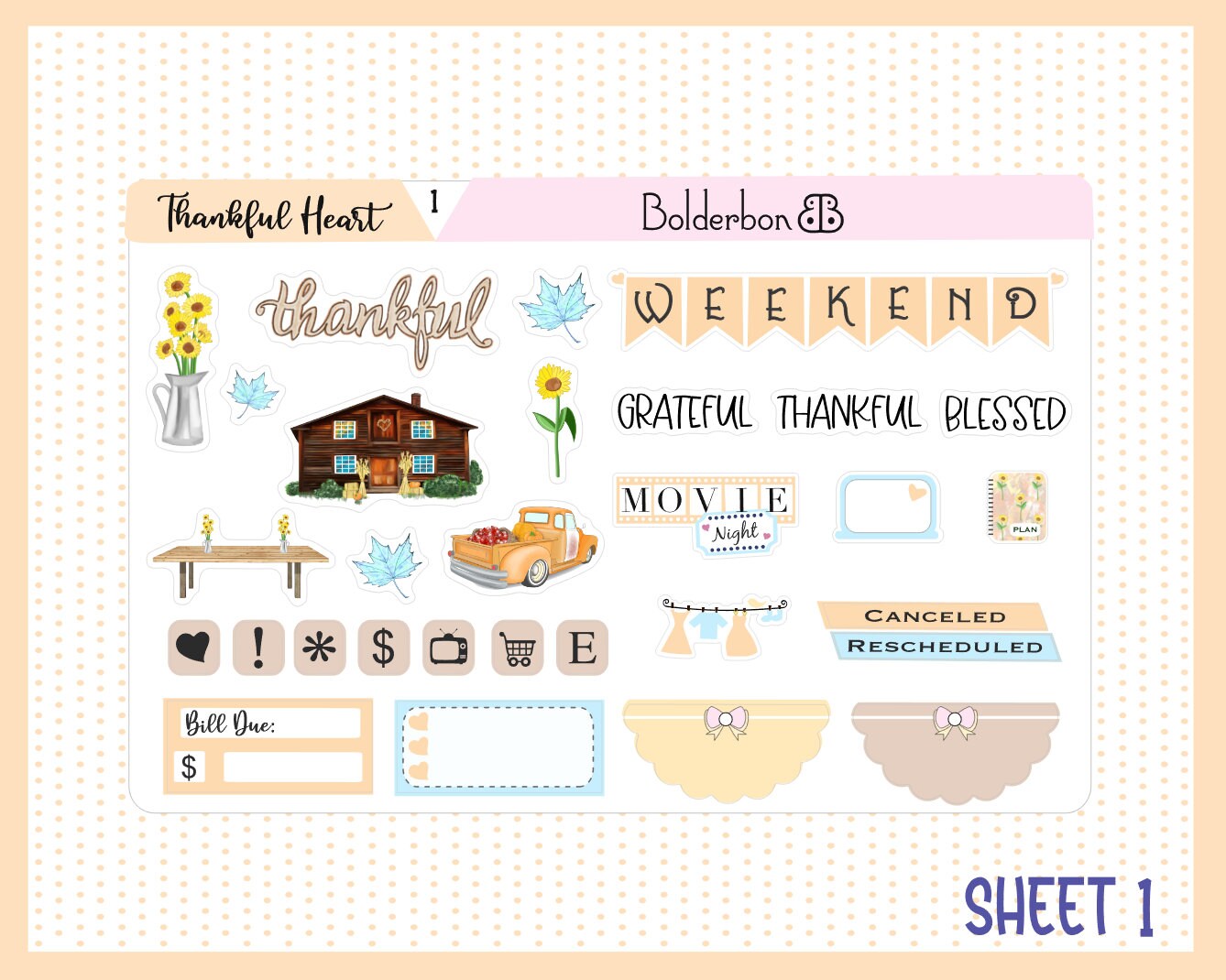 THANKFUL HEART || 7x9 Vertical Planner Sticker Kit