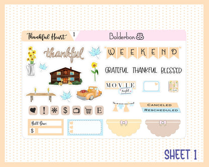 THANKFUL HEART || 7x9 Vertical Planner Sticker Kit