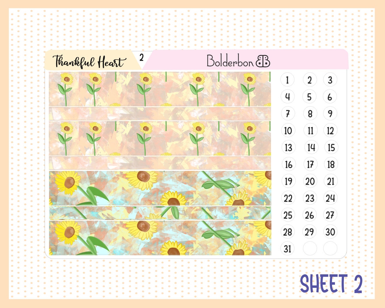 THANKFUL HEART || A5 Daily Duo Planner Sticker Kit