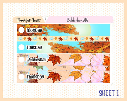 THANKFUL HEART "7x9 Daily Duo" || Weekly Planner Sticker Kit for Erin Condren