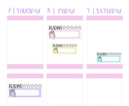 CURRENTLY READING Planner Stickers || Study, Library, School