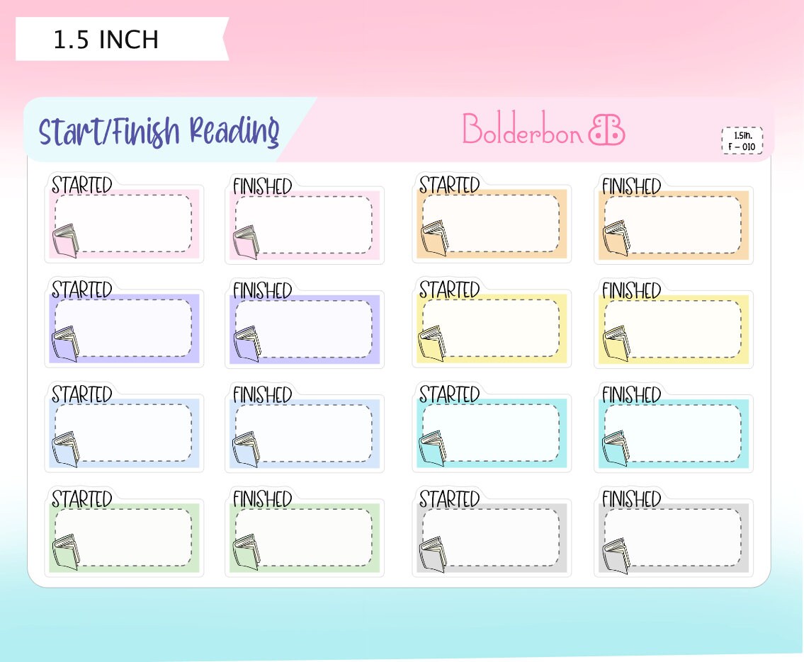 READING Start Finish Planner Stickers || Book, Study, Library, School