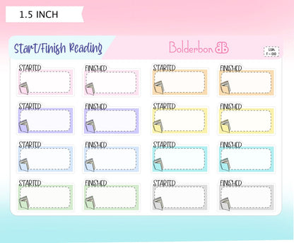 READING Start Finish Planner Stickers || Book, Study, Library, School